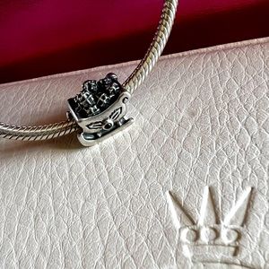 Pandora Santa's Christmas Sleigh Bead With Garnet Holly Sterling Silver Charm